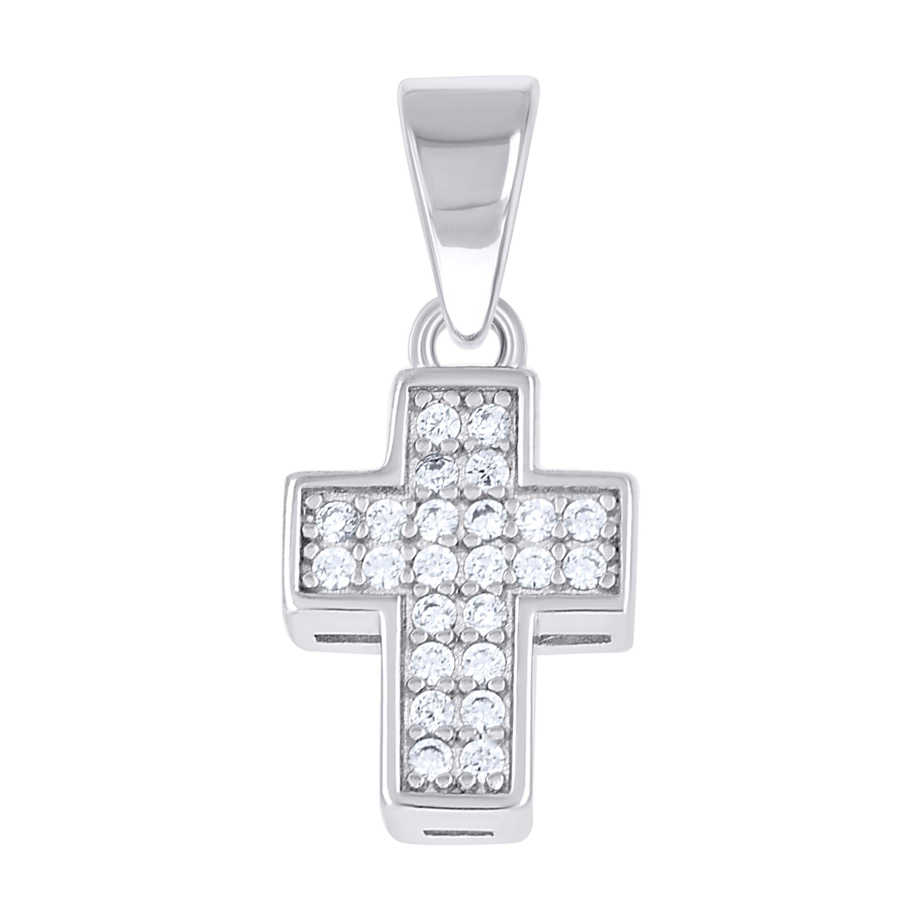 925 Sterling Silver Unisex Cubic-Zirconia Cross Religious Pendant