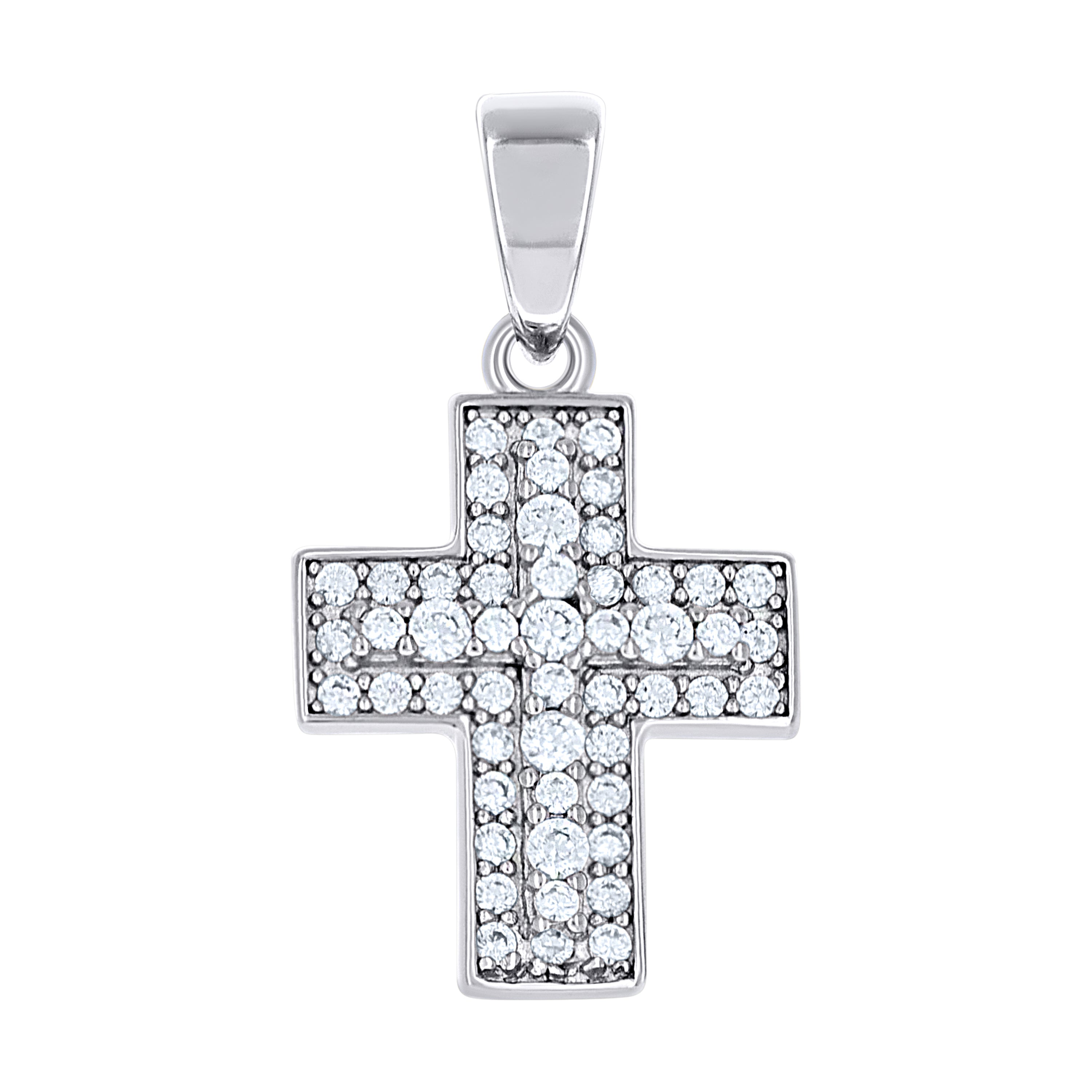 925 Sterling Silver Mens Cubic-Zirconia Cross Religious Charm Pendant