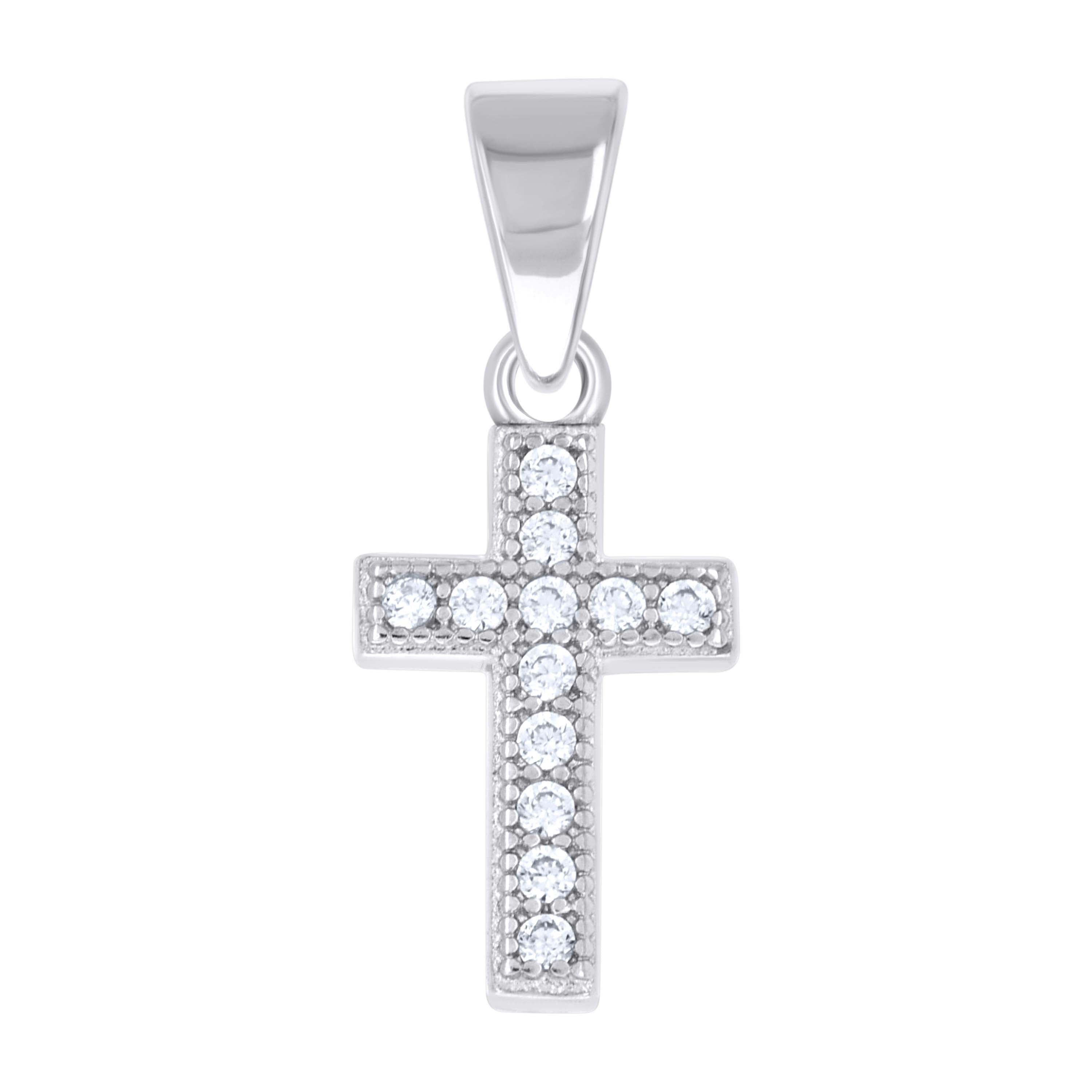 925 Sterling Silver Unisex Cubic-Zirconia Cross Religious Pendant