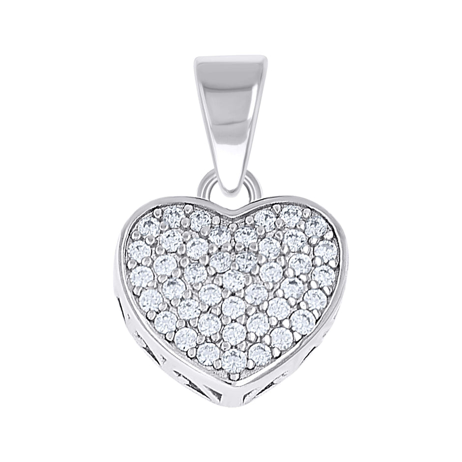 925 Sterling Silver Womens Cubic-Zirconia Heart Pendant