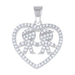 925 Sterling Silver Womens Cubic-Zirconia Boy & Boy Son & Son Heart Mom Pendant