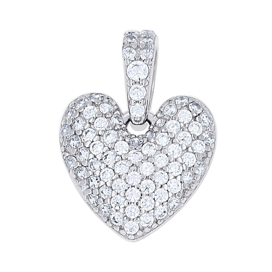 925 Sterling Silver Womens Cubic-Zirconia Cluster Heart Pendant
