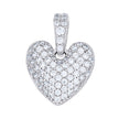 925 Sterling Silver Womens Cubic-Zirconia Cluster Heart Pendant