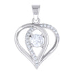925 Sterling Silver Womens Cubic-Zirconia Intertwined Drop Heart Pendant