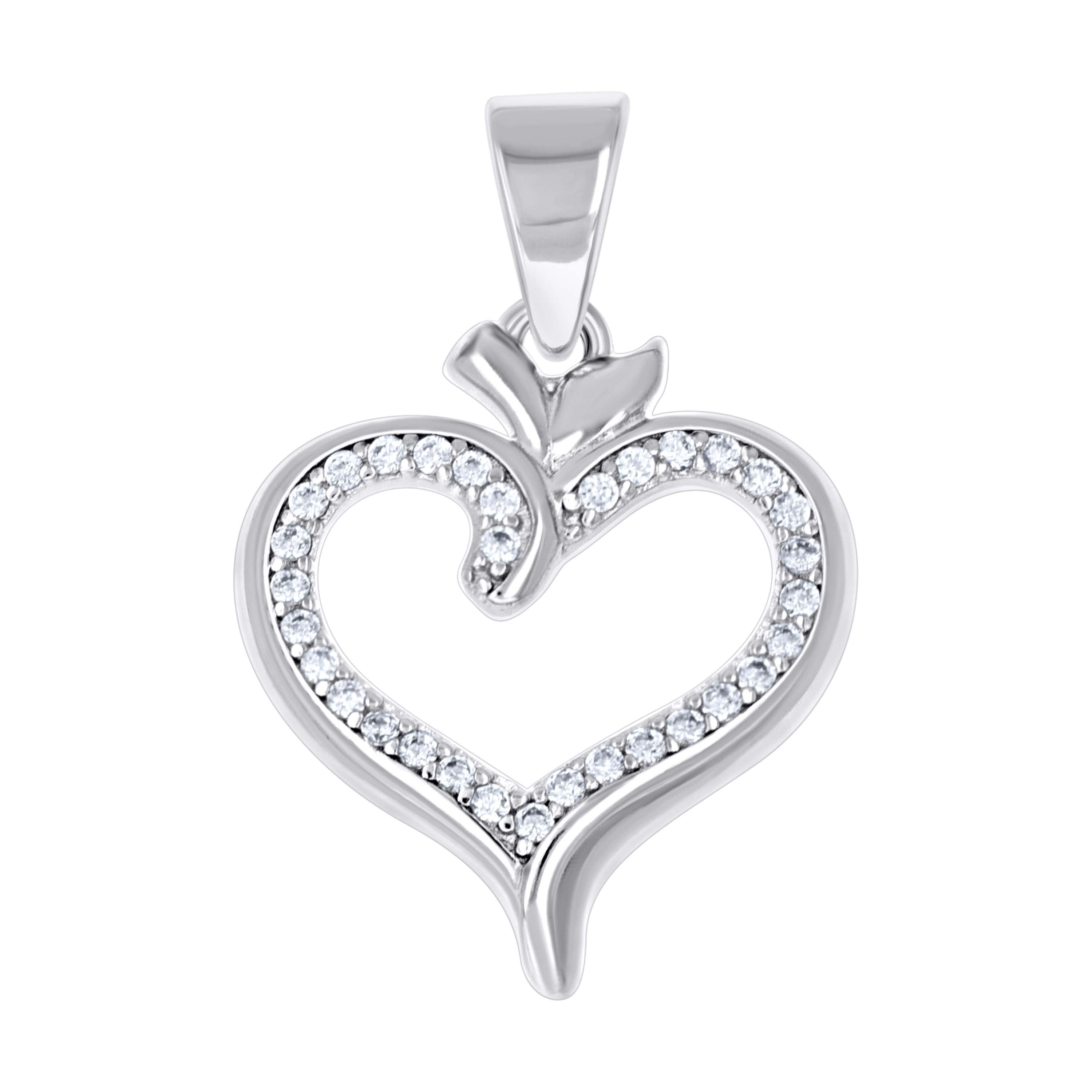 925 Sterling Silver Womens Cubic-Zirconia Heart Pendant