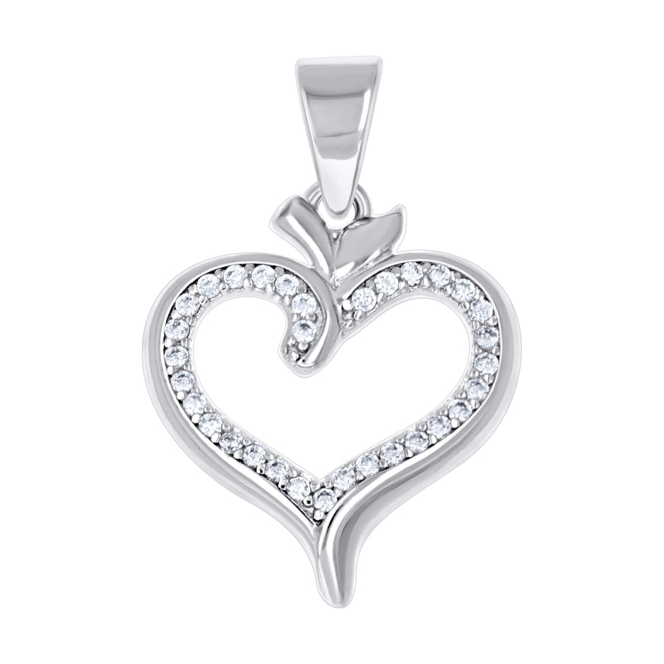 925 Sterling Silver Womens Cubic-Zirconia Heart Pendant