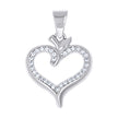 925 Sterling Silver Womens Cubic-Zirconia Heart Pendant