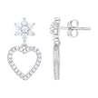 925 Sterling Silver Womens Cubic-Zirconia Heart Danglers Earrings