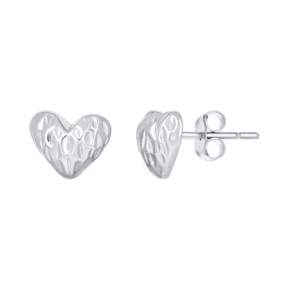 925 Sterling Silver Womens Heart Stud Earrings
