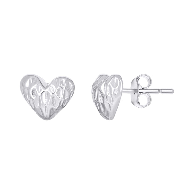 925 Sterling Silver Womens Heart Stud Earrings
