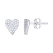 925 Sterling Silver Womens Cubic-Zirconia Heart Stud Earrings