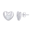 925 Sterling Silver Womens Cubic-Zirconia Heart in Heart Stud Earrings