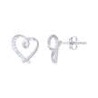 925 Sterling Silver Womens Cubic-Zirconia Knotted Heart Stud Earrings