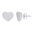 925 Sterling Silver Womens Cubic-Zirconia Heart Stud Earrings