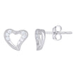 925 Sterling Silver Womens Cubic-Zirconia Heart Stud Earrings