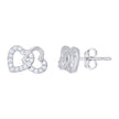 925 Sterling Silver Womens Cubic-Zirconia Two Hearts Entwined Stud Earrings