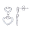 925 Sterling Silver Womens Cubic-Zirconia Dangling Hearts Danglers Earrings