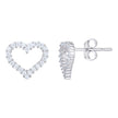 925 Sterling Silver Womens Cubic-Zirconia Heart Stud Earrings