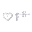 925 Sterling Silver Womens Cubic-Zirconia Heart Stud Earrings