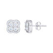 925 Sterling Silver Womens Cubic-Zirconia Clover Good Luck Stud Earrings