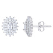 925 Sterling Silver Womens Pink White Oval Round Cubic-Zirconia Oval Fashion Stud Earrings