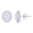 925 Sterling Silver Womens Oval Round Cubic-Zirconia Oval Fashion Stud Earrings