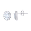 925 Sterling Silver Womens Oval Round Cubic-Zirconia Oval Stud Earrings
