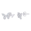 925 Sterling Silver Womens Cubic-Zirconia Butterfly Stud Earrings
