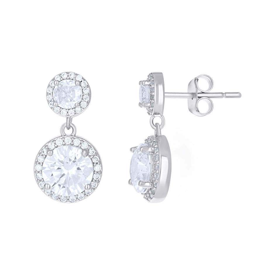 925 Sterling Silver Womens Cubic-Zirconia Round Fashion Danglers Earrings