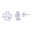 925 Sterling Silver Womens Cubic-Zirconia Clover Good Luck Stud Earrings