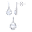 925 Sterling Silver Womens Cubic-Zirconia Teardrop Fashion Earrings And Pendant Set