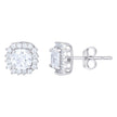 925 Sterling Silver Womens Cushion-Cut Round Cubic-Zirconia Square Fashion Stud Earrings