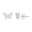 925 Sterling Silver Womens Cubic-Zirconia Butterfly Stud Earrings