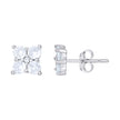925 Sterling Silver Womens Purple White Cubic-Zirconia Square Fashion Stud Earrings