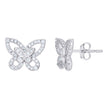 925 Sterling Silver Womens Cubic-Zirconia Butterfly Stud Earrings