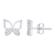 925 Sterling Silver Womens Cubic-Zirconia Butterfly Stud Earrings