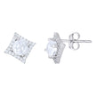 925 Sterling Silver Womens Cubic-Zirconia Square Fashion Stud Earrings