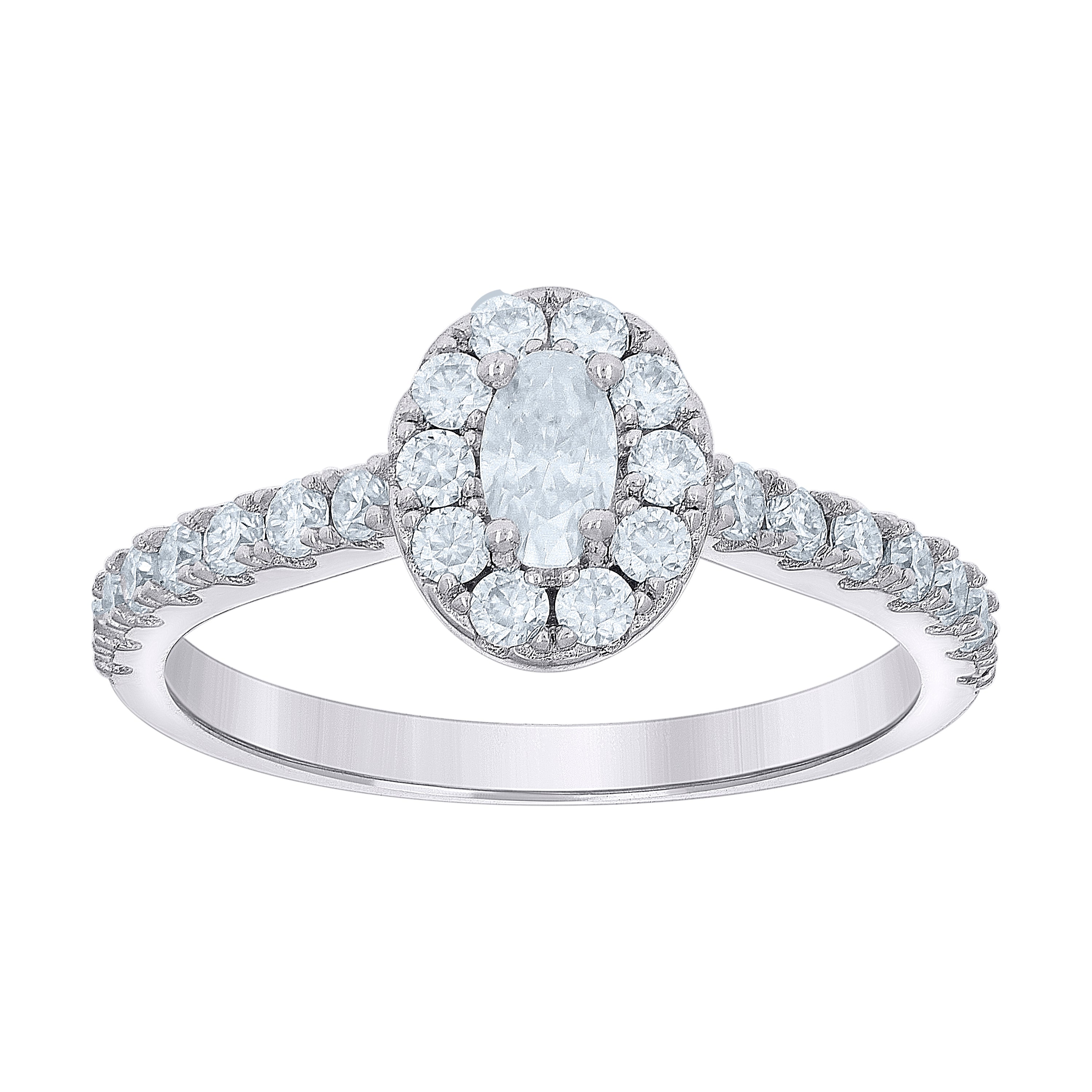 925 Sterling Silver Womens Oval Round 0.86ct Moissanite Oval Engagement Ring Size 8 - SLV-139823