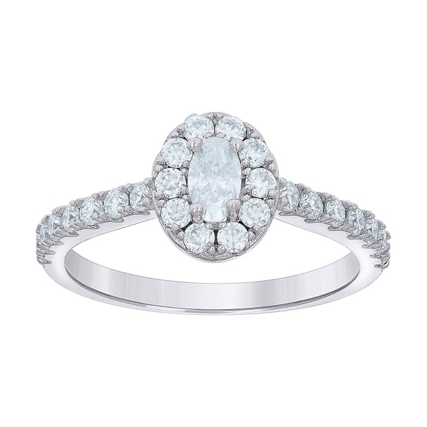 925 Sterling Silver Womens Oval Round 0.86ct Moissanite Oval Engagement Ring Size 8 - SLV-139823