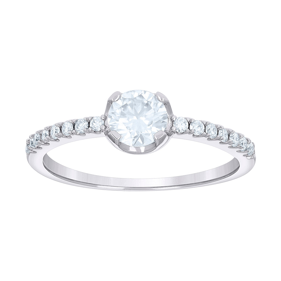 925 Sterling Silver Womens 0.67ct Moissanite Engagement Ring Size 8 - SLV-139753