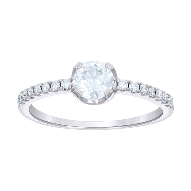 925 Sterling Silver Womens 0.67ct Moissanite Engagement Ring Size 8 - SLV-139753
