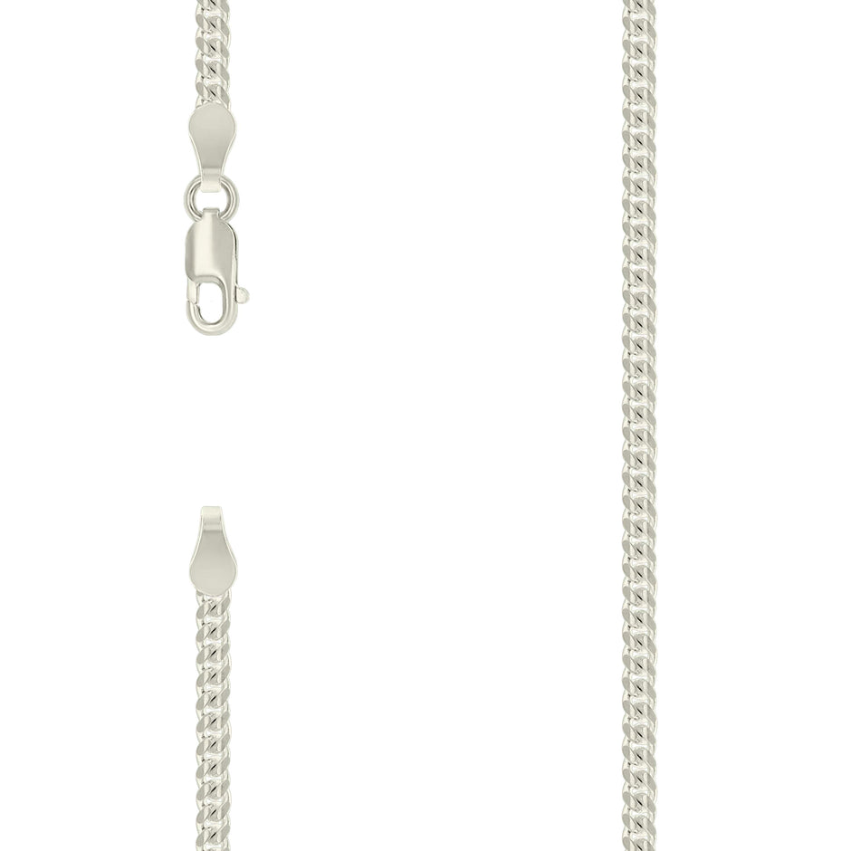 925 Sterling Silver Solid Miami Cuban Chain Silver 080 2.5mm-20" - SLV-138238