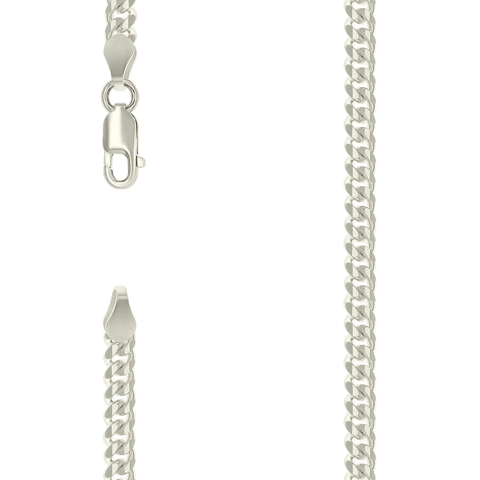 925 Sterling Silver Solid Miami Cuban Chain Silver 120 4mm-8" - SLV-134256