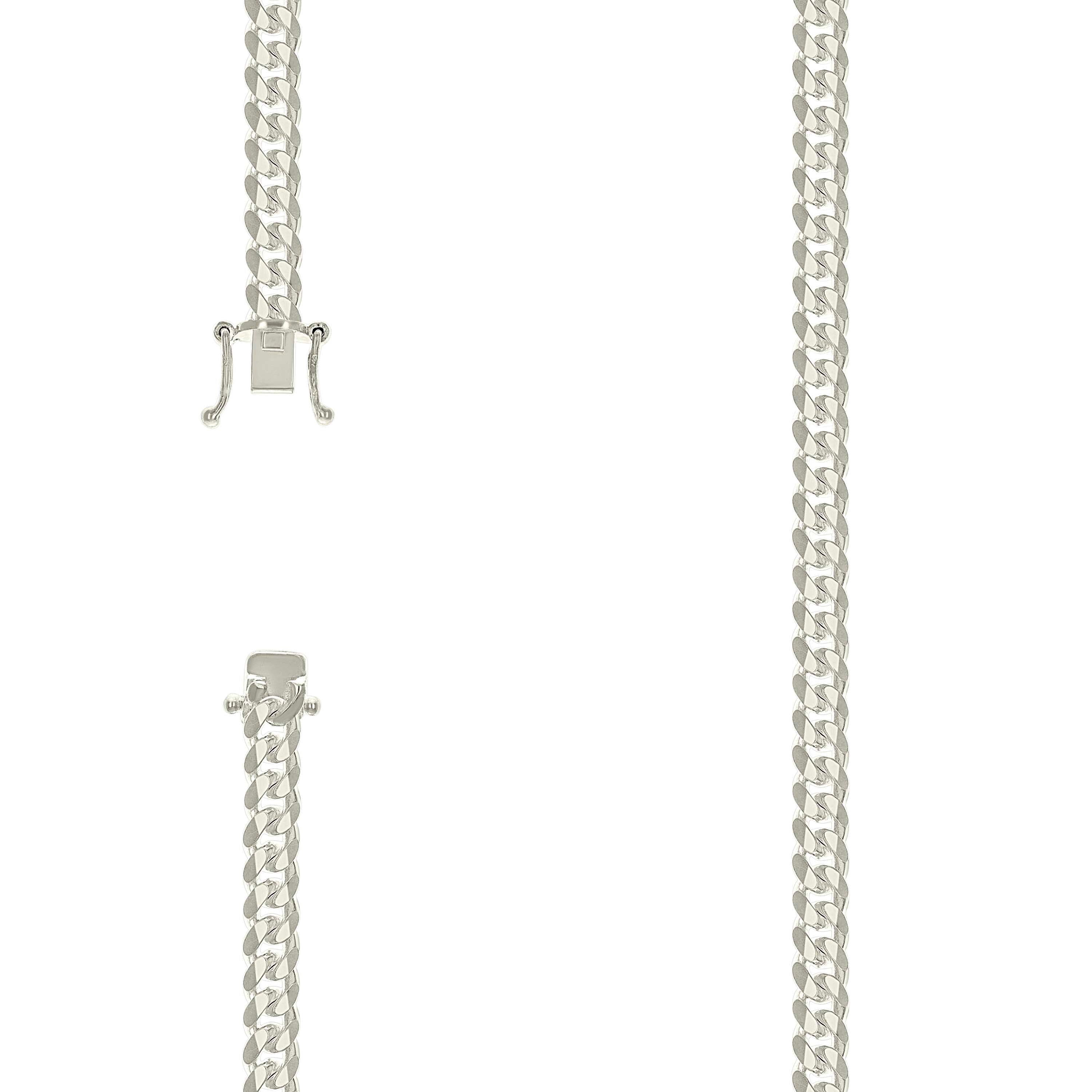 925 Sterling Silver Solid Miami Cuban Chain Silver 180 6.3mm-24
