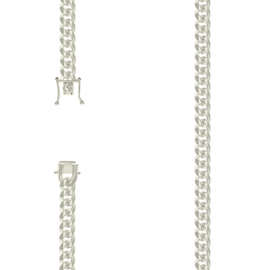 925 Sterling Silver Solid Miami Cuban Chain Silver 200 7mm-24" - SLV-134282