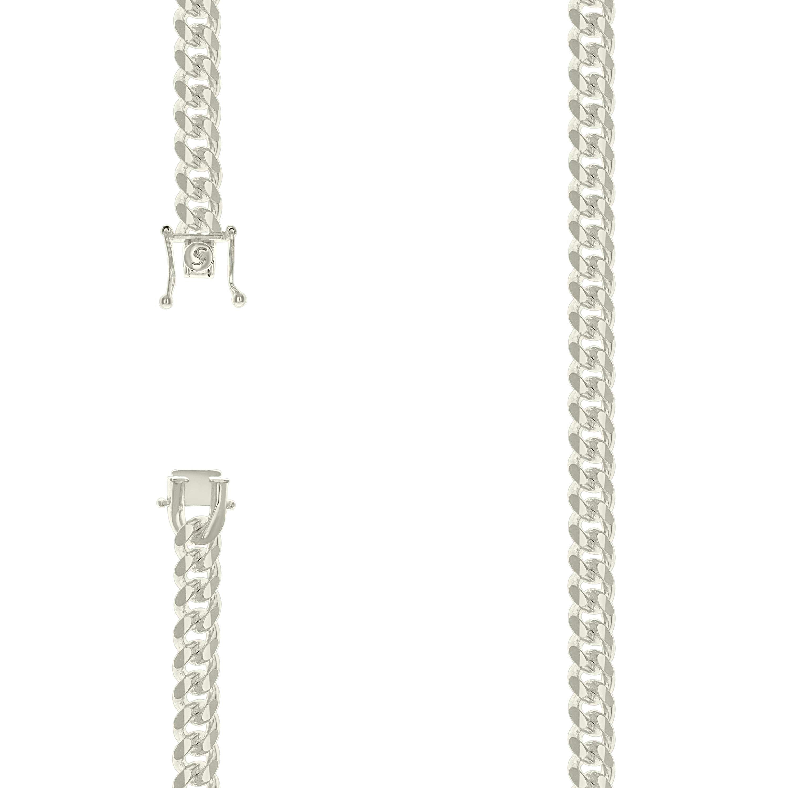 925 Sterling Silver Solid Miami Cuban Chain Silver 200 7mm-16