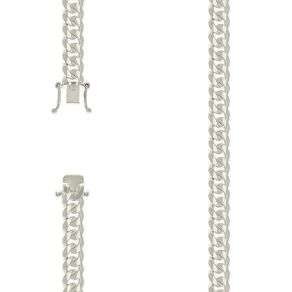925 Sterling Silver Solid Miami Cuban Chain Silver 250 8.4mm-18" - SLV-134287