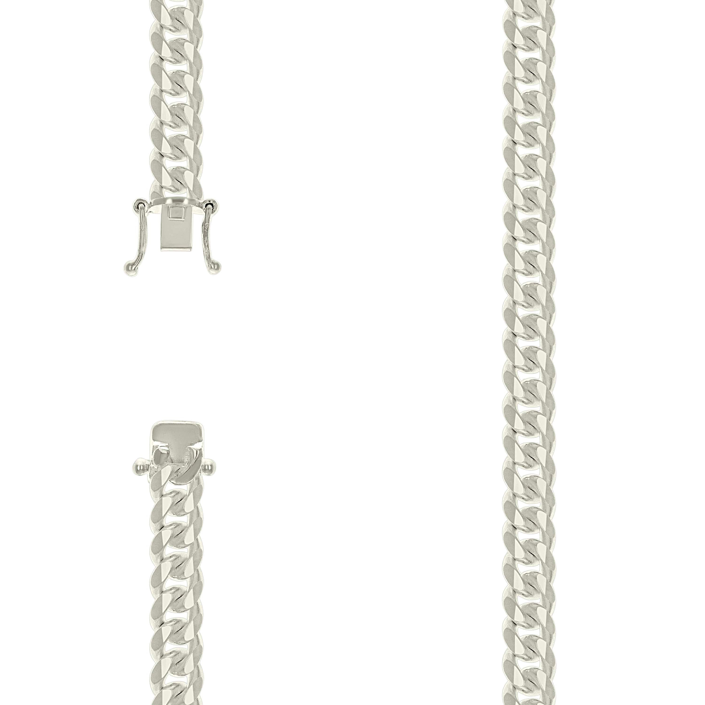 925 Sterling Silver Solid Miami Cuban Chain Silver 250 8.4mm-20