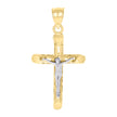 14kt Two-tone Gold Unisex Crucifix Cross Religious Charm Pendant 