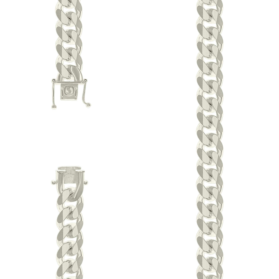 925 Sterling Silver Solid Miami Cuban Chain Silver 350 11.8mm-26" - SLV-135227